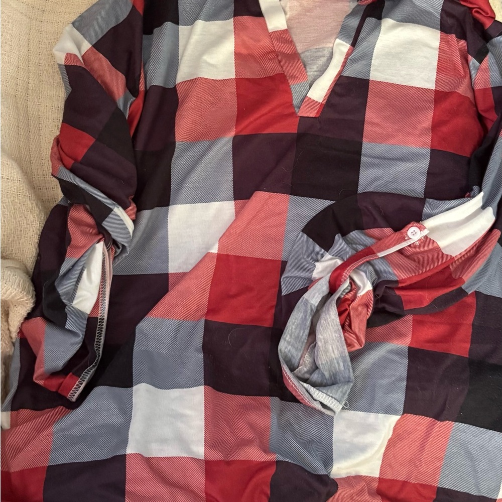 Women’s Plaid Shirt - Red, Black, and Gray